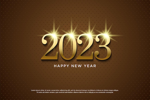 new year celebration 2023 with shiny light illustration in each number.