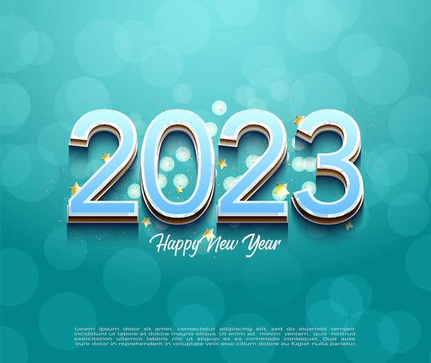 new year celebration 2023 with transparent green bubble background.