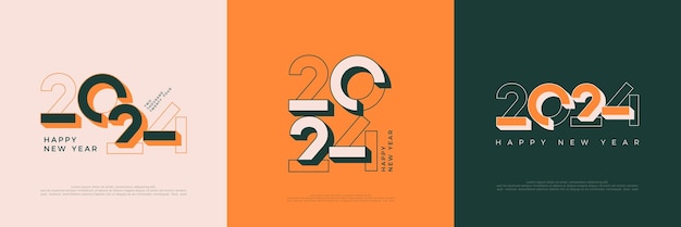 New year celebration with numbers 2024 cartoons classic retro contemporary Premium design 2024 for calendar poster template or poster design