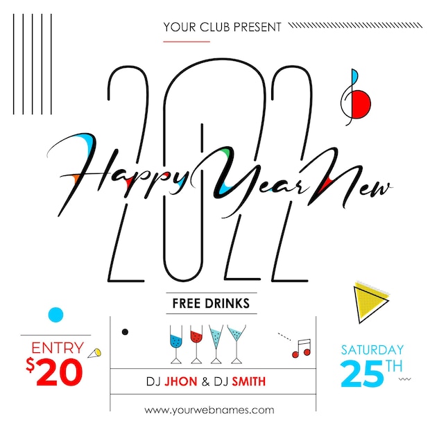 New Year Christmas Music Party Event Flyer Poster for 2022