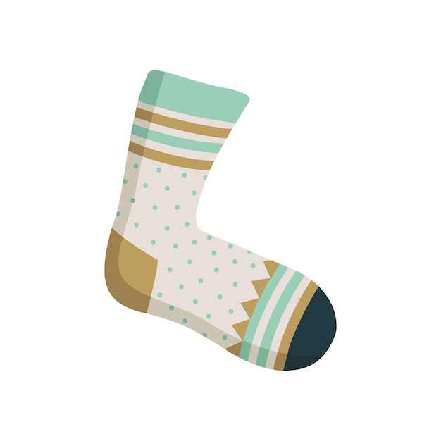 New Year and Christmas sock with patterns Festive decorative element for design on winter holiday