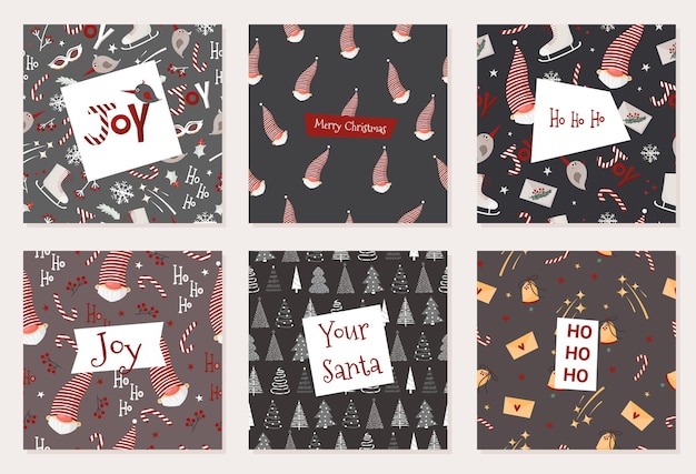 New Year collection of cute organic christmas cards