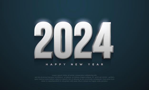 New year design with 2024 white in a bright blue background Premium vector design for posters banners calendar and greetings