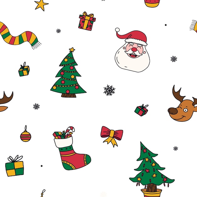 new year drawings icons large set of festive clipart graphics Christmas seamless pattern