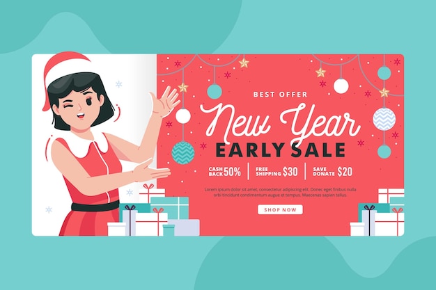 new year early sale banner illustration