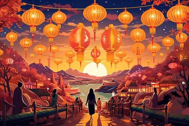 New Year Festival Day with Lanterns