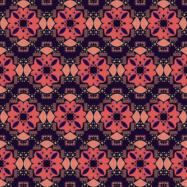 New Year Floral Seamless Pattern Background Garden Nature Damask Aboriginal Ornament Art