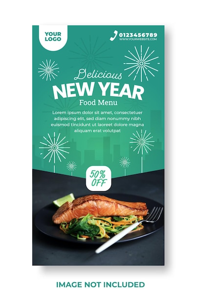 New year food menu template design for social media stories