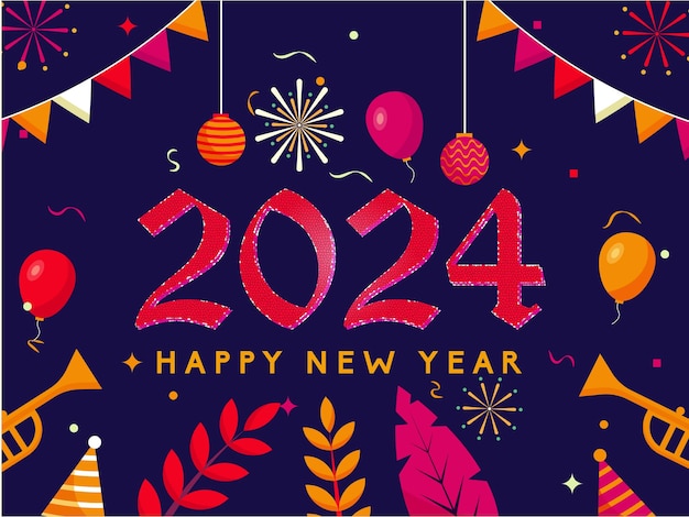 new year Free vector elegant 2024 celebration card festival background