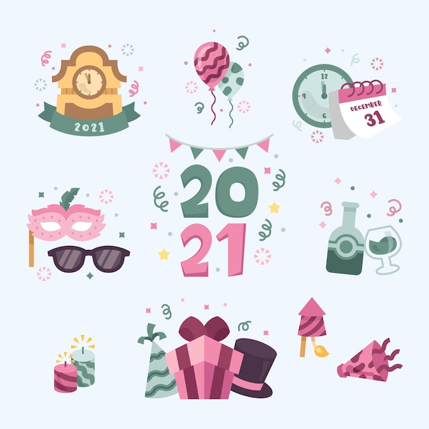 New year hand drawn element theme