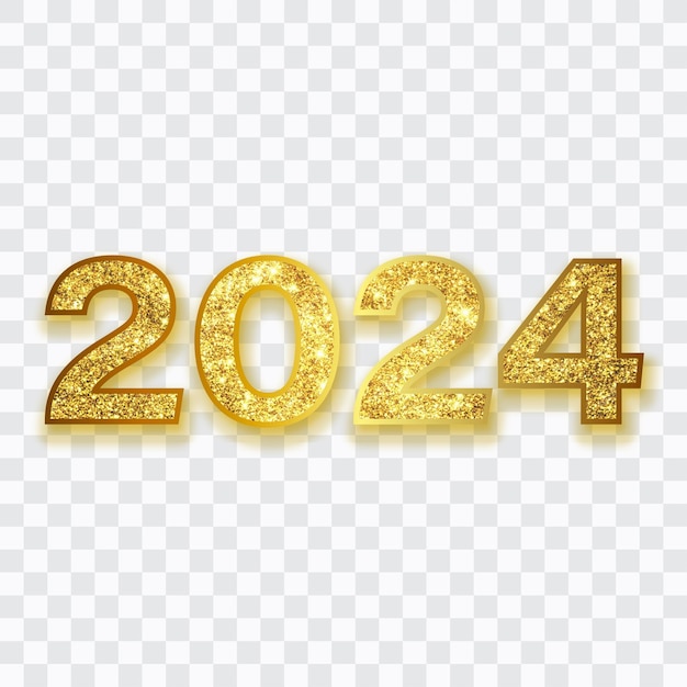 New year holidey concepts in golden colors Number 2024 png