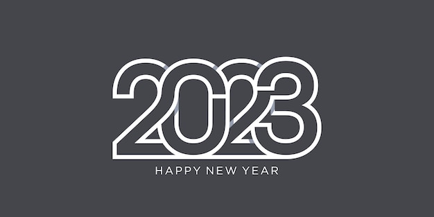 New year logo design 2023 interlocking line style with black background