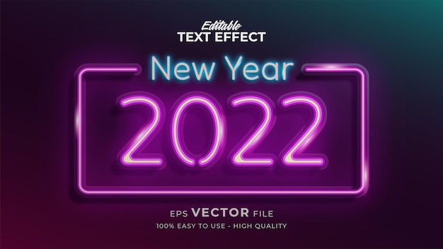 New Year neon light text effect, editable retro and glowing text style