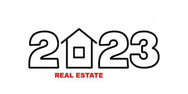 New year new home real estate conceptual linear illustration