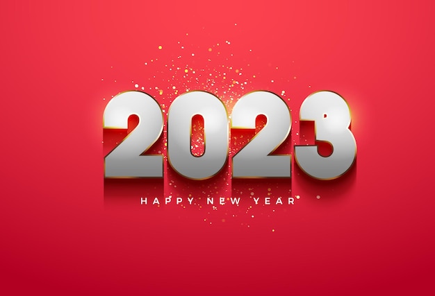 new year party 2023 on red background.