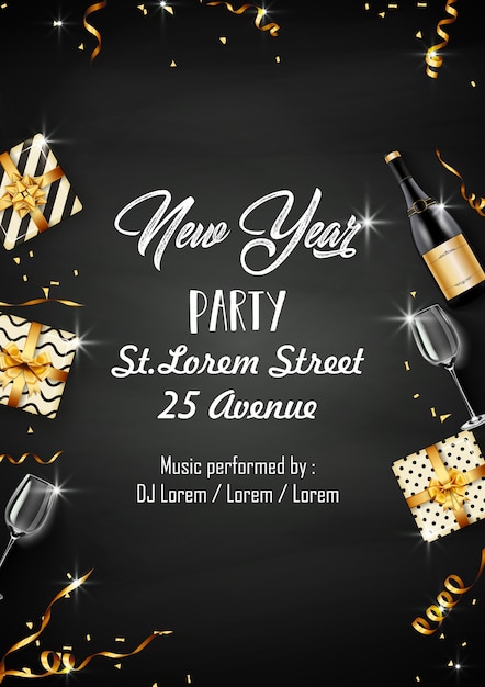 New year party design template with party elements