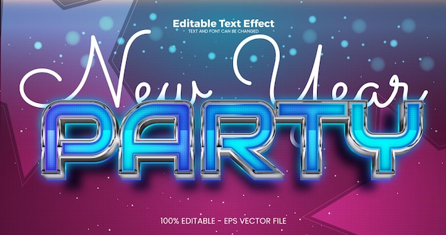 Vector new year party editable text effect in modern trend style