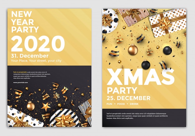 new year Party Flyer golden