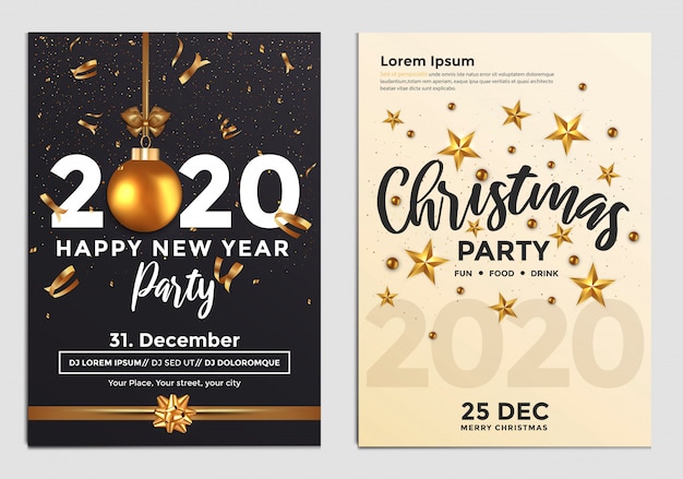 new year Party Flyer golden 