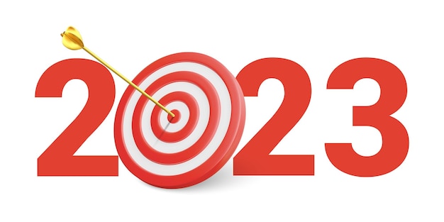 New Year realistic target and goals with symbol of 2022 from red target and arrows Target concept for new year 2022 Vector illustration