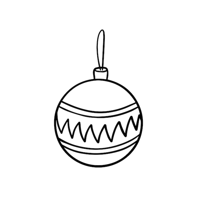 New Year's ball with a pattern for the holiday New Year's toy Christmas tree doodle linear cartoon