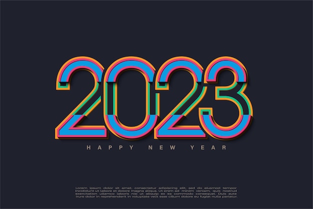 New Year's celebration 2023 with a combination of several colors.