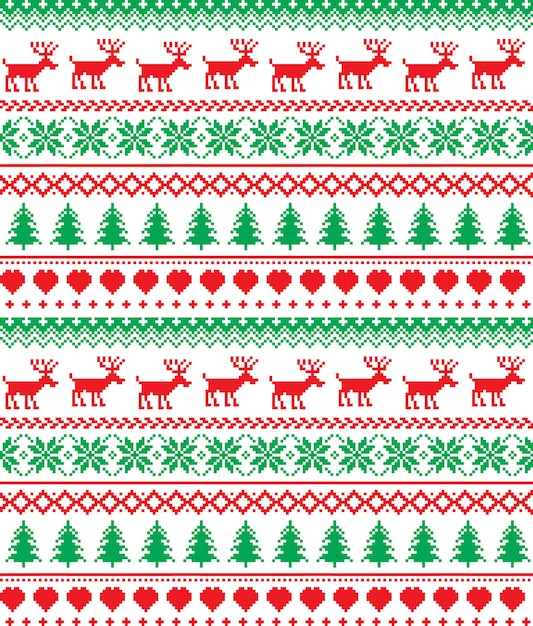 New Year's Christmas pattern pixel vector illustration