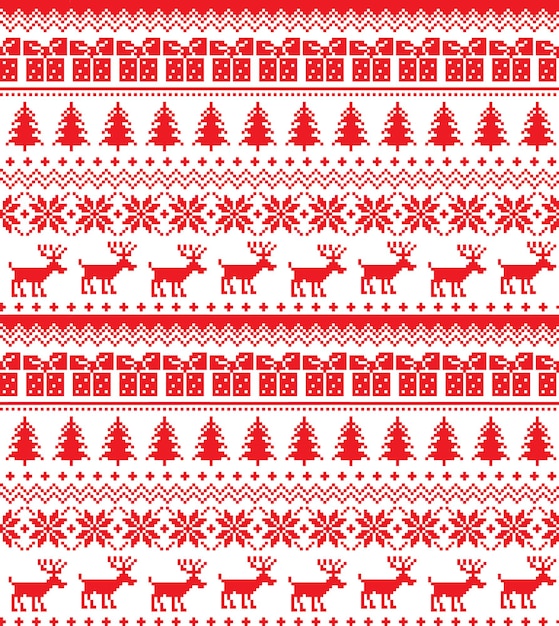 New Year's Christmas pattern pixel vector illustration