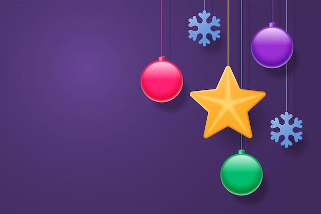 New Year's Christmas vector background with Christmas balls star and snowflakes.