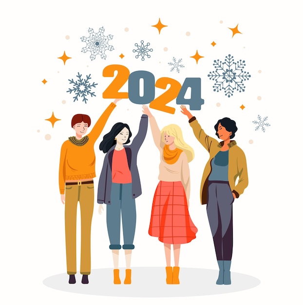 New year's eve celebration 2024 Vector illustration