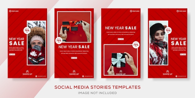 New year sale discount banner premium for social media stories post