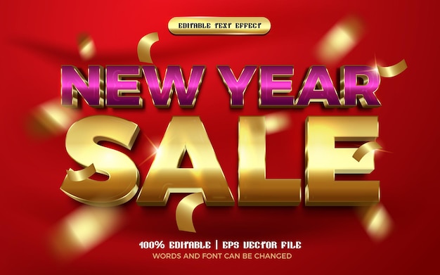 New year sale luxury purple gold editable text effect