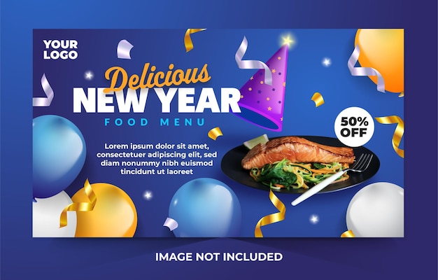 New year special food menu template for banner