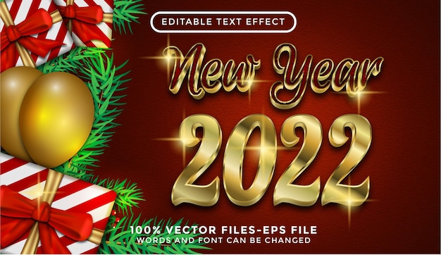 New Year text with golden texture. editable text effect premium vectors