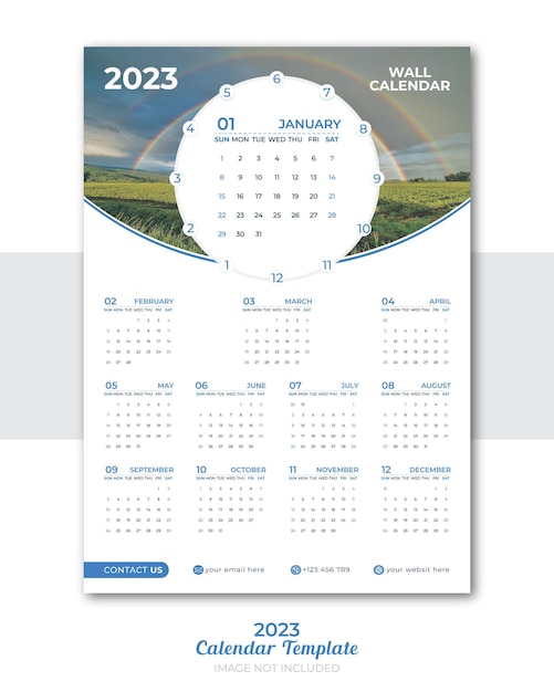 new year Wall calendar template