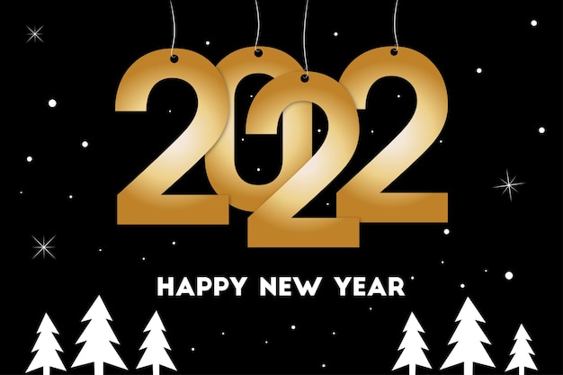 New years card 2022 Black and gold background of happy new year