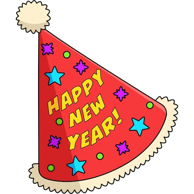 New Years Eve Party Hat Cartoon Colored Clipart