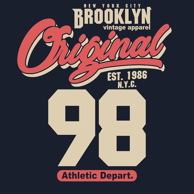 New York Brooklyn Sport wear typography emblem, t-shirt stamp graphics, tee print, athletic apparel design