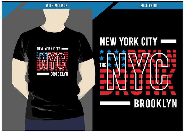 New york city brooklyn typography t shirt design for print