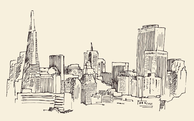 New York city engraving  vector illustration