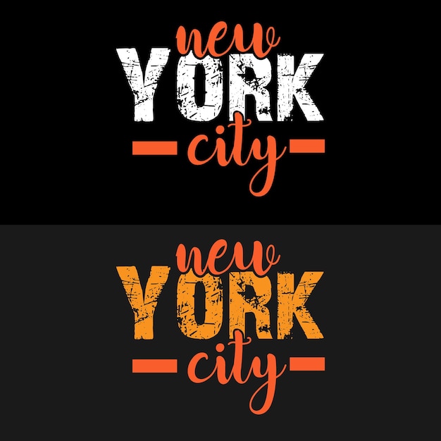 New York city typography lettering for t shirt with two color variations ready for print