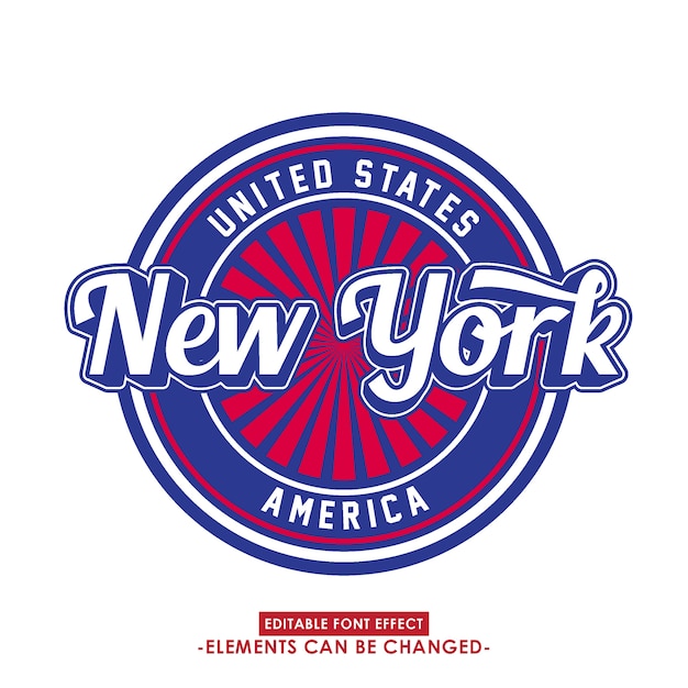 New York Font effect and badge with retro style