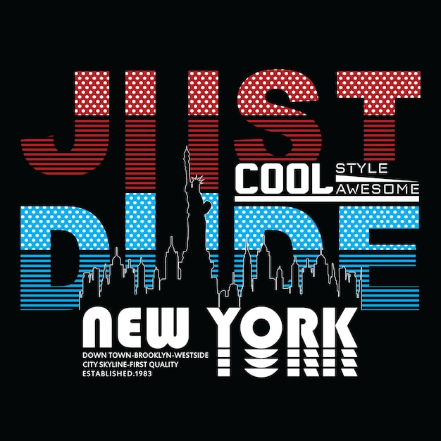 new york slogan tee lettering typography graphic design for print t shirt, vector illustration