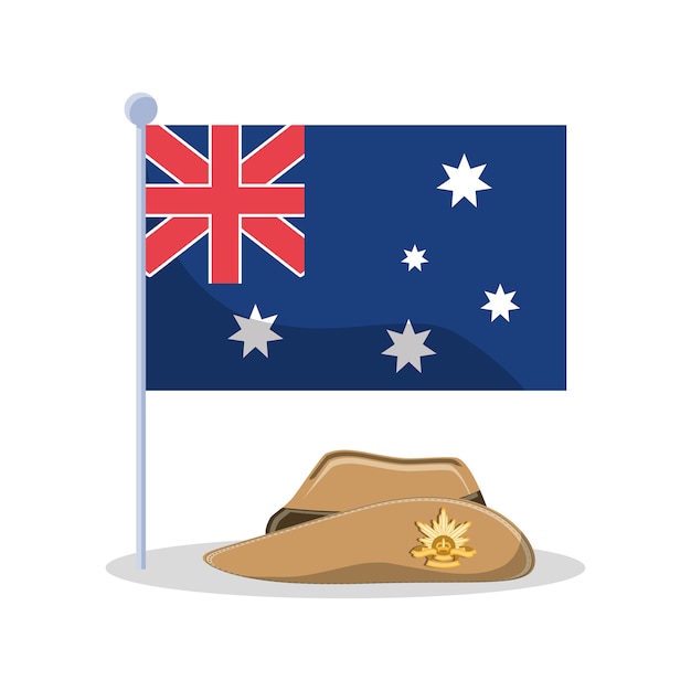 New zealand flag and soldier hat