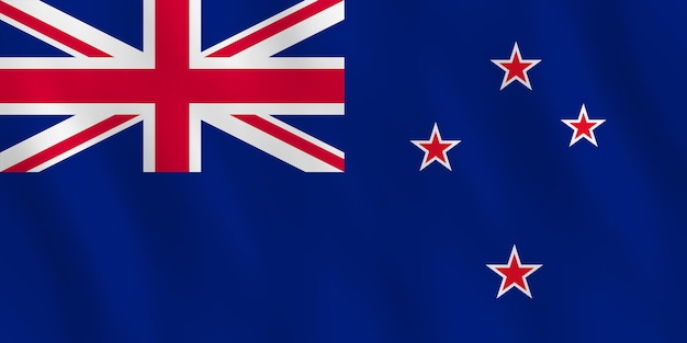 New Zealand flag with waving effect, official proportion.