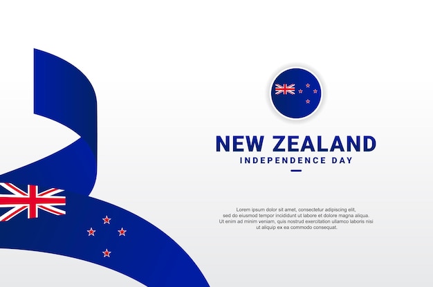 New Zealand Independence Day Background With Elegant Ribbon