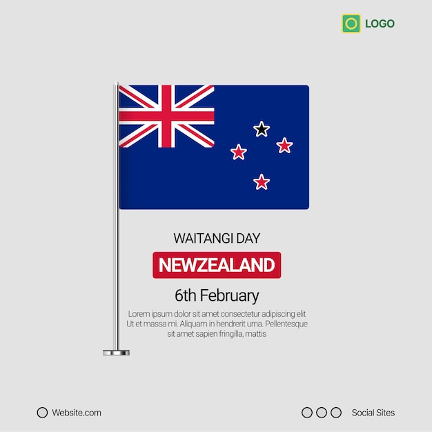 New Zealand Independence Day Social Media Banner Editable Vector Design with Flag