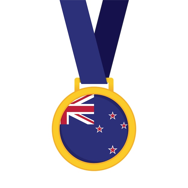 New Zealand national flag gold first place winners medal