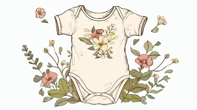 Newborn Baby Bodysuit Vector Illustration Handdrawn