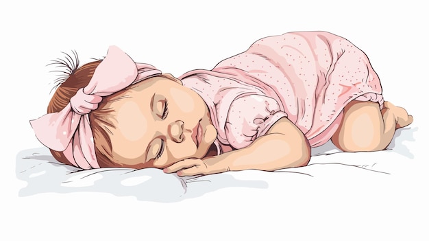 Newborn Baby Girl Vector Illustration